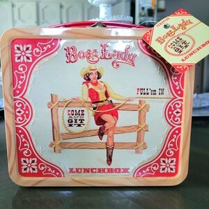 Kids Lunchbox - Red Retro Cowgirl Design